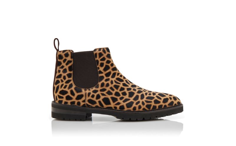 Side view of Brompton, Brown Calf Hair Animal Print Ankle Boots  - AU$1,895.00