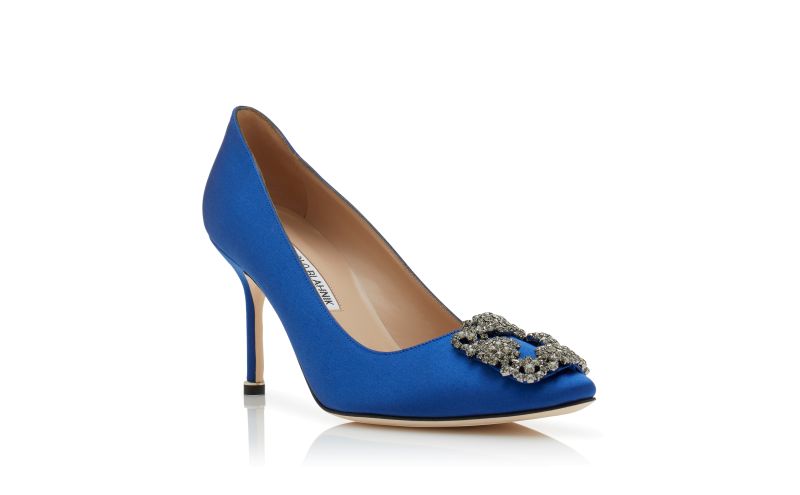 Hangisi 90, Blue Satin Jewel Buckle Pumps - AU$1,945.00