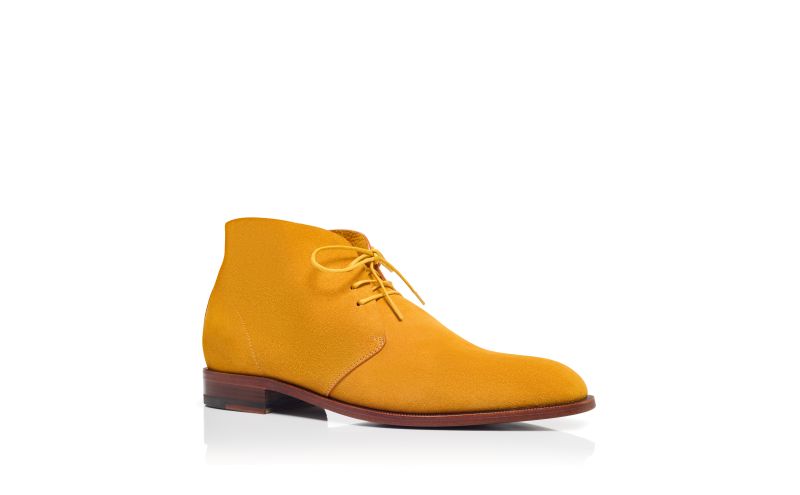 Berwick, Yellow Suede Lace-Up Ankle Boots - US$488.00