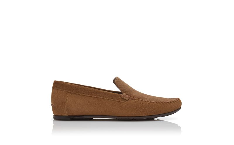 Side view of Alder, Brown Suede Slippers - US$935.00