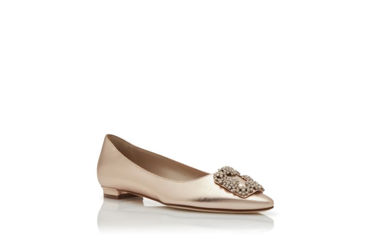 Hangisiflat, Copper Nappa Leather Jewel Buckle Flat Pumps - £925.00