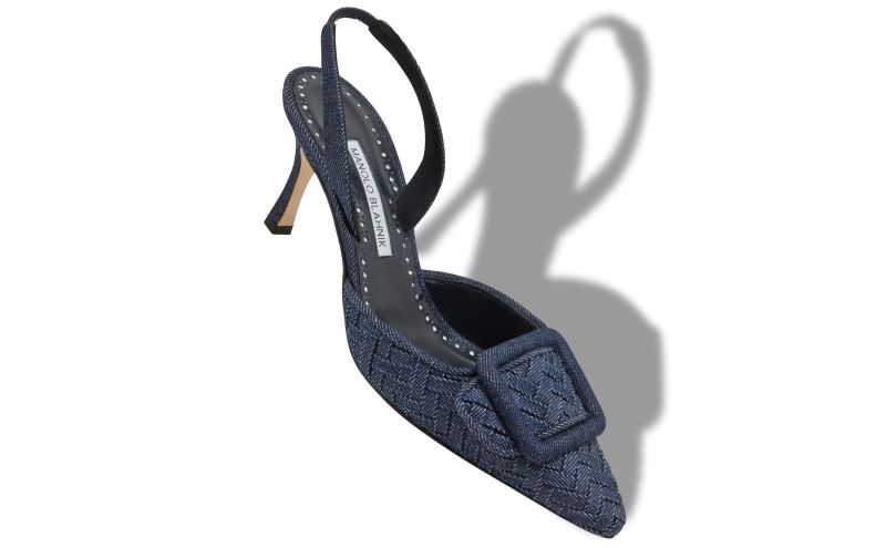 Maysli, Dark Blue Chambray Slingback Pumps - US$1,045.00 