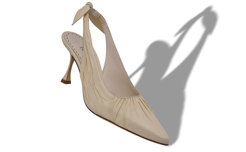 Pelagalo, Light Cream Nappa Leather Slingback Pumps - US$645.00 