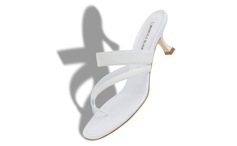 Susa, White Nappa Leather Crossover Strappy Mules - US$845.00