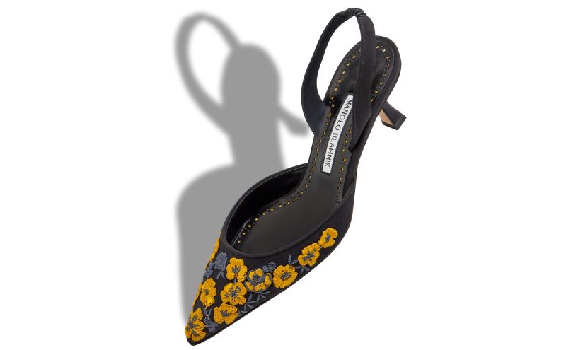 Carolyne, Black and Yellow Silk Slingback Pumps - AU$1,078.00