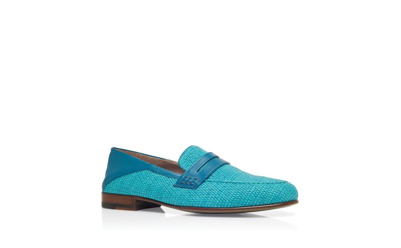 Padstow, Blue Raffia Penny Loafers - US$448.00