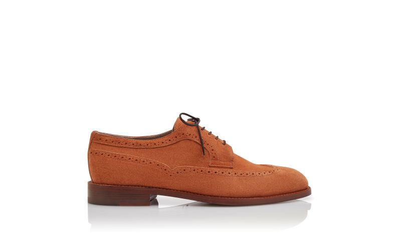 Side view of Tamarak, Orange Suede Lace-Up Oxfords - €795.00