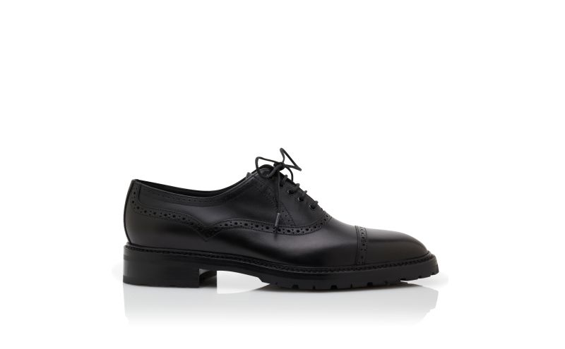 Side view of Norton, Black Calf Leather Lace-Up Shoes - €925.00