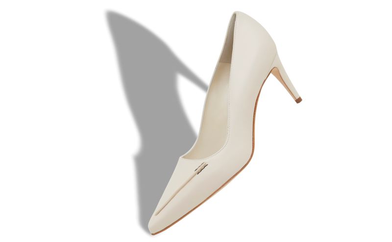 Designer Cream Calf Leather Pumps