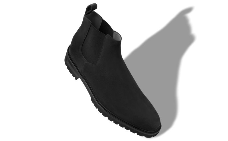Brompton, Black Calf Suede Chelsea Boots - US$945.00 