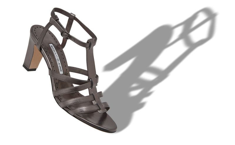 Riranhi, Graphite Nappa Leather Ankle Strap Sandals - US$895.00 
