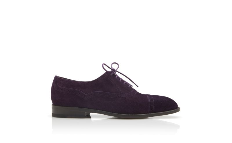 Side view of Witney, Dark Purple Suede Cap Toe Oxfords - CA$638.00