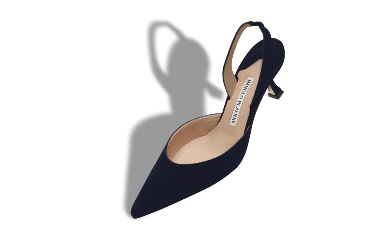 Carolyne 50, Navy Blue Suede Slingback Pumps - €745.00