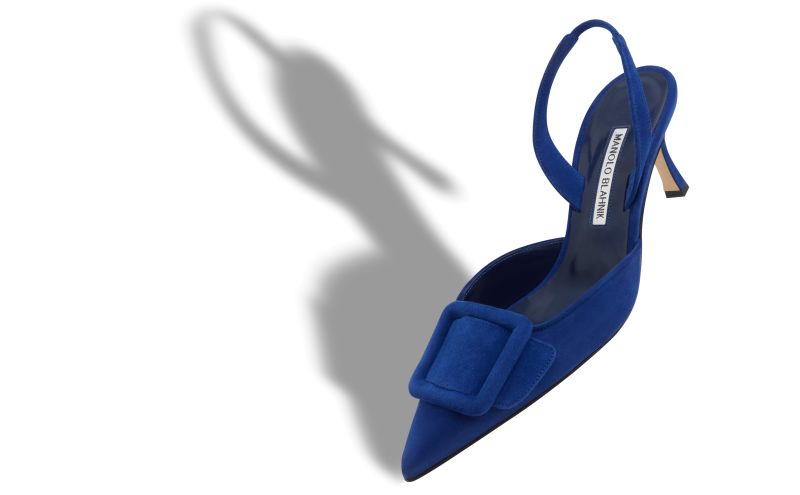 Maysli, Blue Suede Buckle Detail Slingback Pumps - CA$1,095.00