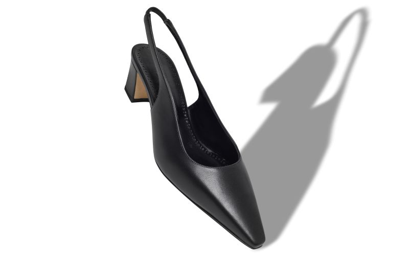 Teutamospla, Black Nappa Leather Slingback Pumps - US$935.00 