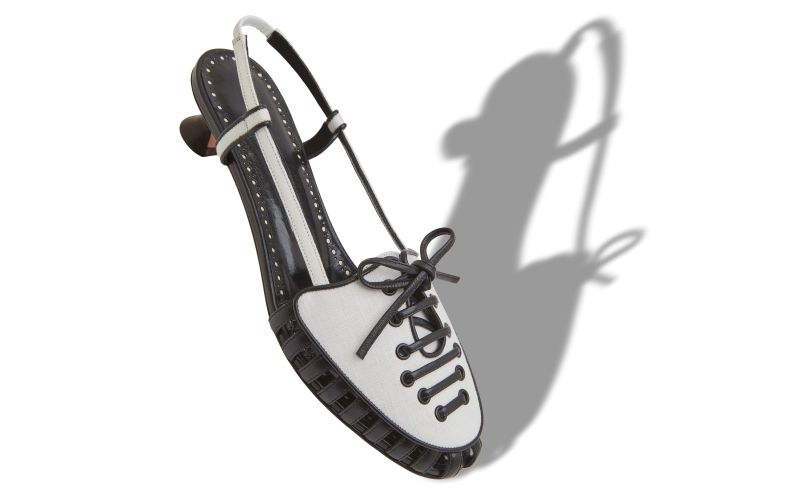 Egabya, White and Black Nappa Leather Slingback Pumps - £488.00 
