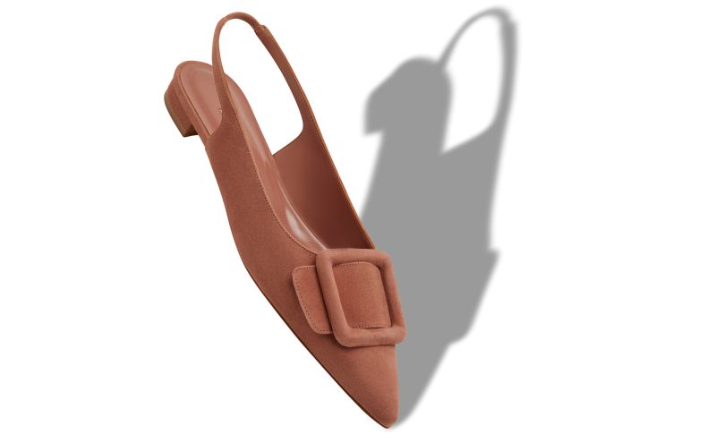 Maylura, Brown Suede Buckle Detail Slingback Flat Pumps - €775.00 