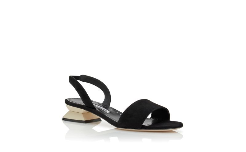 Paclessa, Black and Ivory Suede Slingback Sandals - £645.00