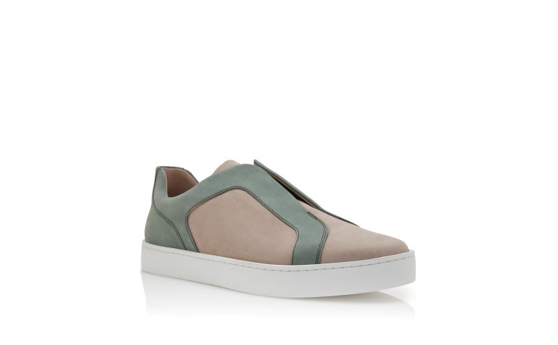 Agilio, Grey and Green Calf Leather Low Cut Sneakers - US$885.00