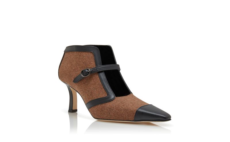 Bermion, Brown and Black Wool Ankle Boots - AU$1,665.00