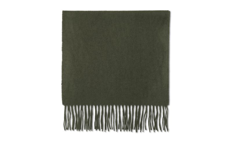 Side view of Barra, Khaki Cashmere Scarf - £250.00