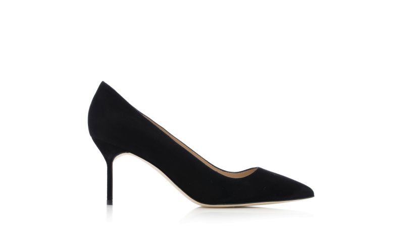Side view of Bb 70, Black Suede Pointed Toe Pumps - CA$945.00