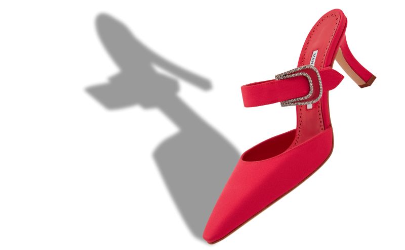 Jabita, Red Crepe De Chine Mules - €975.00