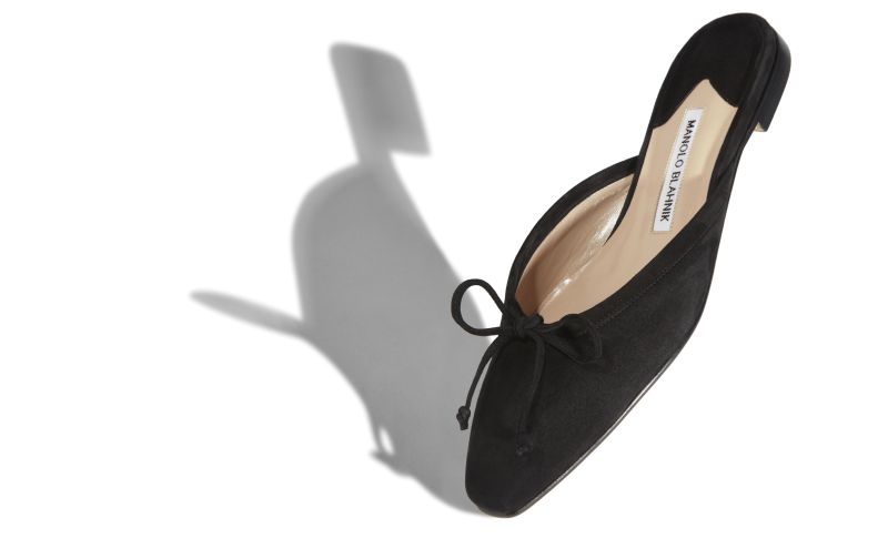 Ballerimu, Black Suede Flat Mules - AU$1,215.00