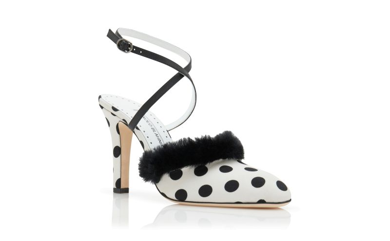Mali, Monochrome Crepe De Chine Polka Dot Pumps - £745.00