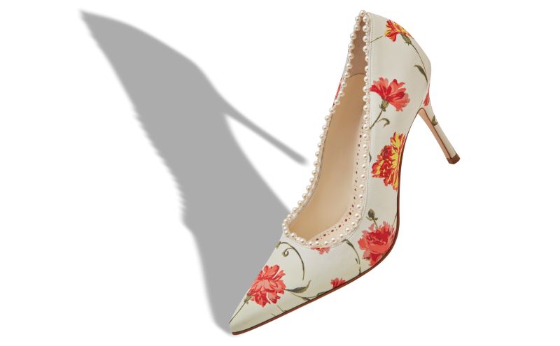 Kifat, Ivory Satin Pearl Detail Pumps - US$1,345.00
