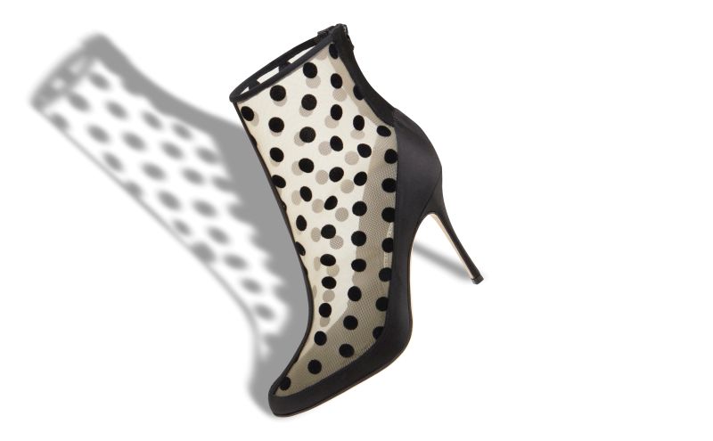 Mukinka, Ivory and Black Mesh Polka Dot Boots  - CA$1,265.00