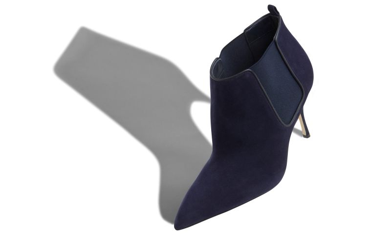 Dildi, Navy Blue Suede High Heel Chelsea Boots - US$1,145.00