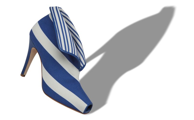 Tanatos, Blue and White Striped Cotton Shoe Booties - US$995.00 