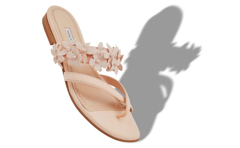 Fiosa, Light Beige Nappa Leather Flat Sandals - CA$1,685.00 