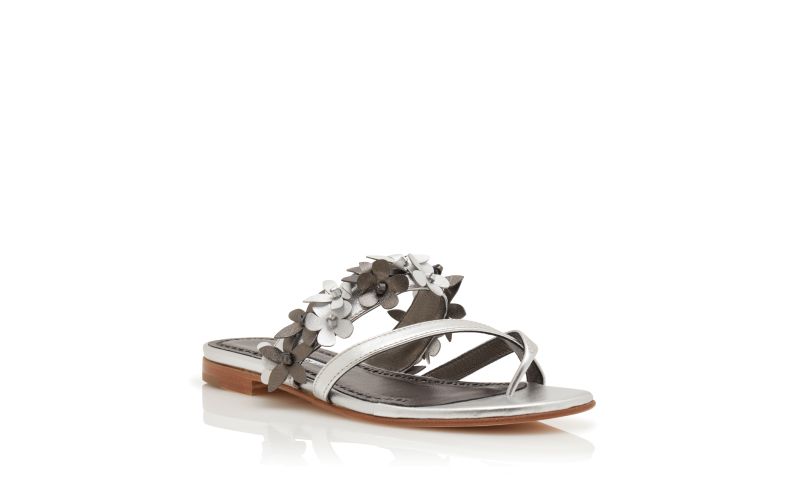 Fiosa, Silver Nappa Leather Flat Sandals - CA$1,685.00