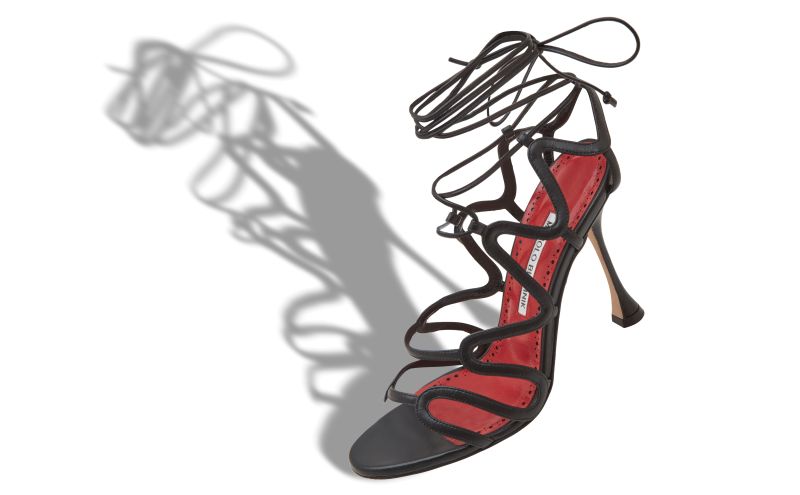 Fawda, Black Nappa Leather Strappy Sandals  - AU$1,013.00