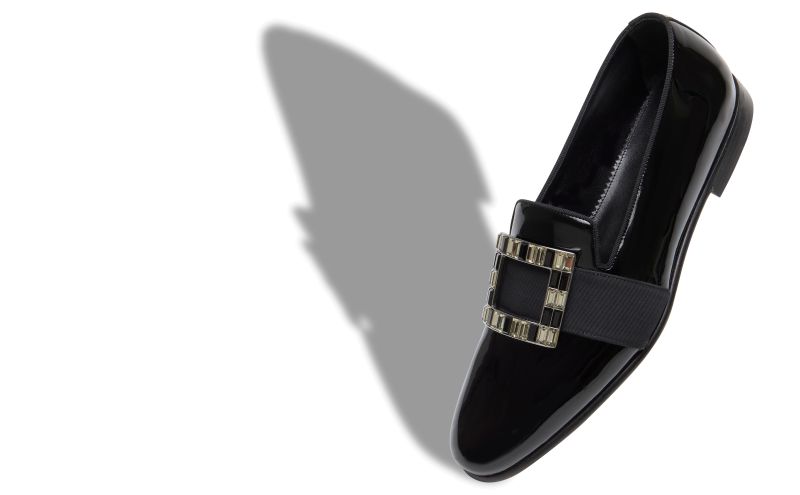 Eaton, Black Patent Leather Buckled Loafers - US$1,145.00