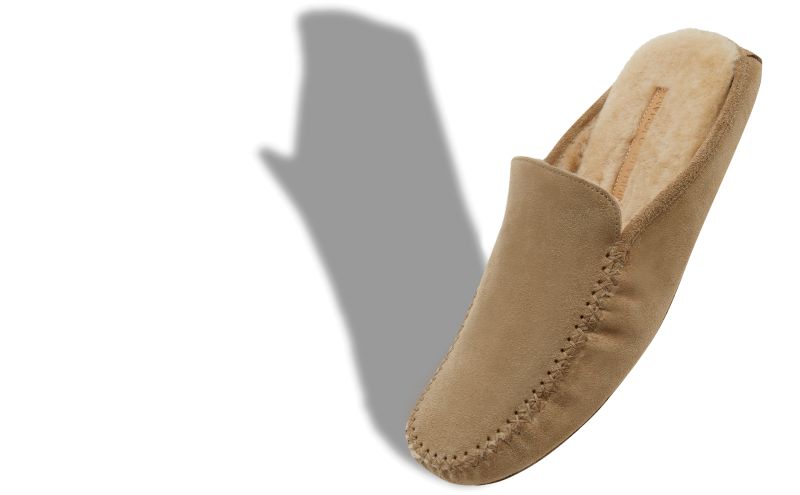Designer Dark Beige Suede Slippers