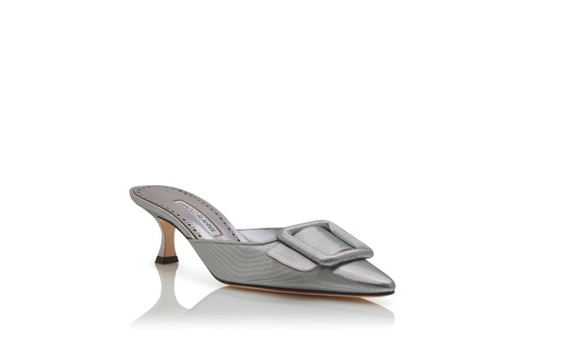 Maysale, Graphite Cotton Buckle Detail Mules  - AU$708.00