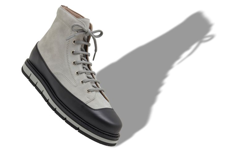 Olympohi, Grey and Black Calf Suede Ankle Boots - €1,095.00 