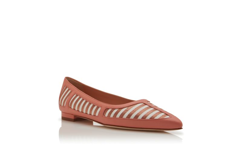 Ajara, Coral and Brown Nappa Leather Flat Pumps - €775.00