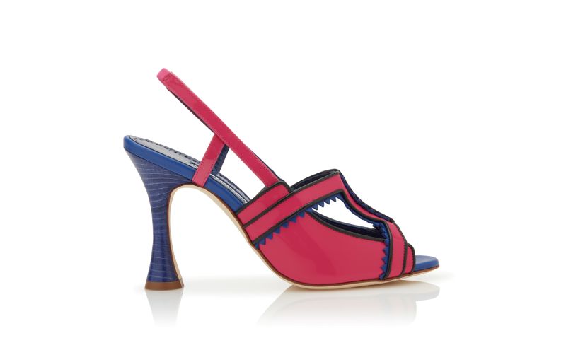 Side view of Tonah, Pink and Blue Patent Leather Slingback Pumps  - US$1,095.00