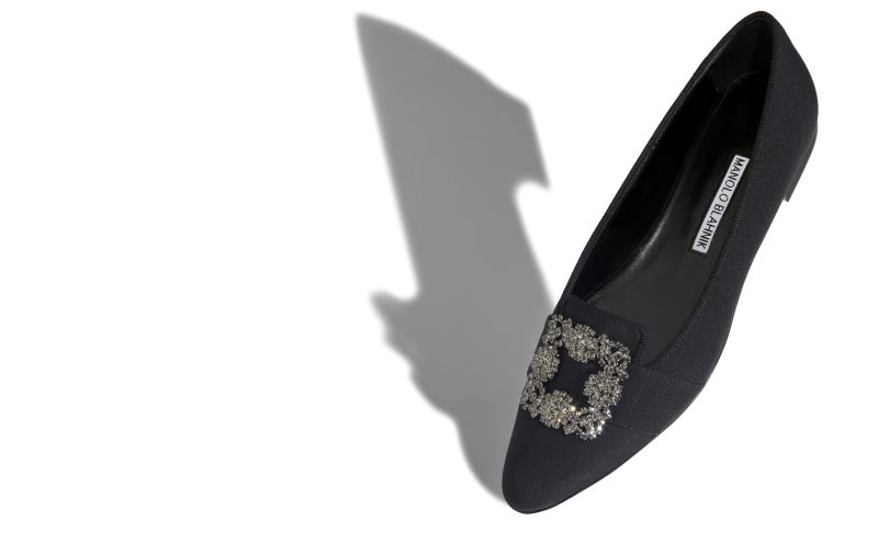 Marria, Black Crepe de Chine Embellished Flat Pumps - €895.00