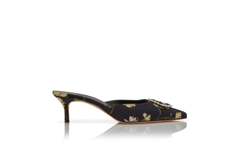 Side view of Kifatmu, Black Satin Pearl Detail Mules - AU$1,083.00