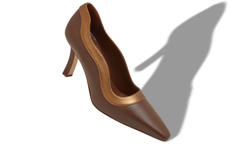 ABIBAS, Brown and Bronze Nappa Leather Pumps, 1025 USD