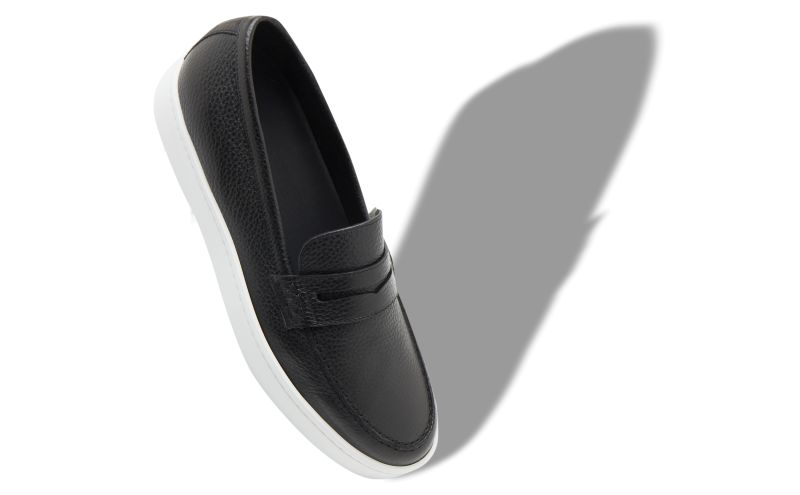Designer Black Calf Leather Slip-On Loafers