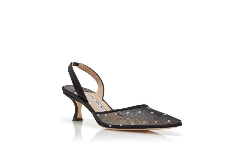 Carolyne, Black Mesh Slingback Pumps - €835.00