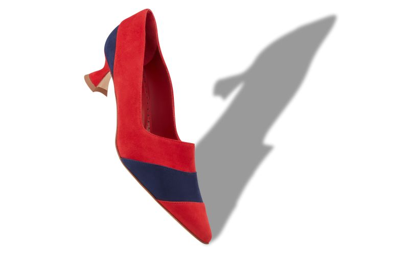 Yeli, Red and Blue Suede Pointed Toe Pumps - €765.00 