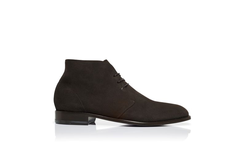 Side view of Berwick, Brown Suede Lace-Up Ankle Boots - US$995.00