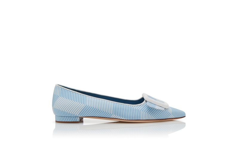 Side view of Maysalepumpflat, Blue and White Grosgrain Flat Pumps  - CA$1,095.00